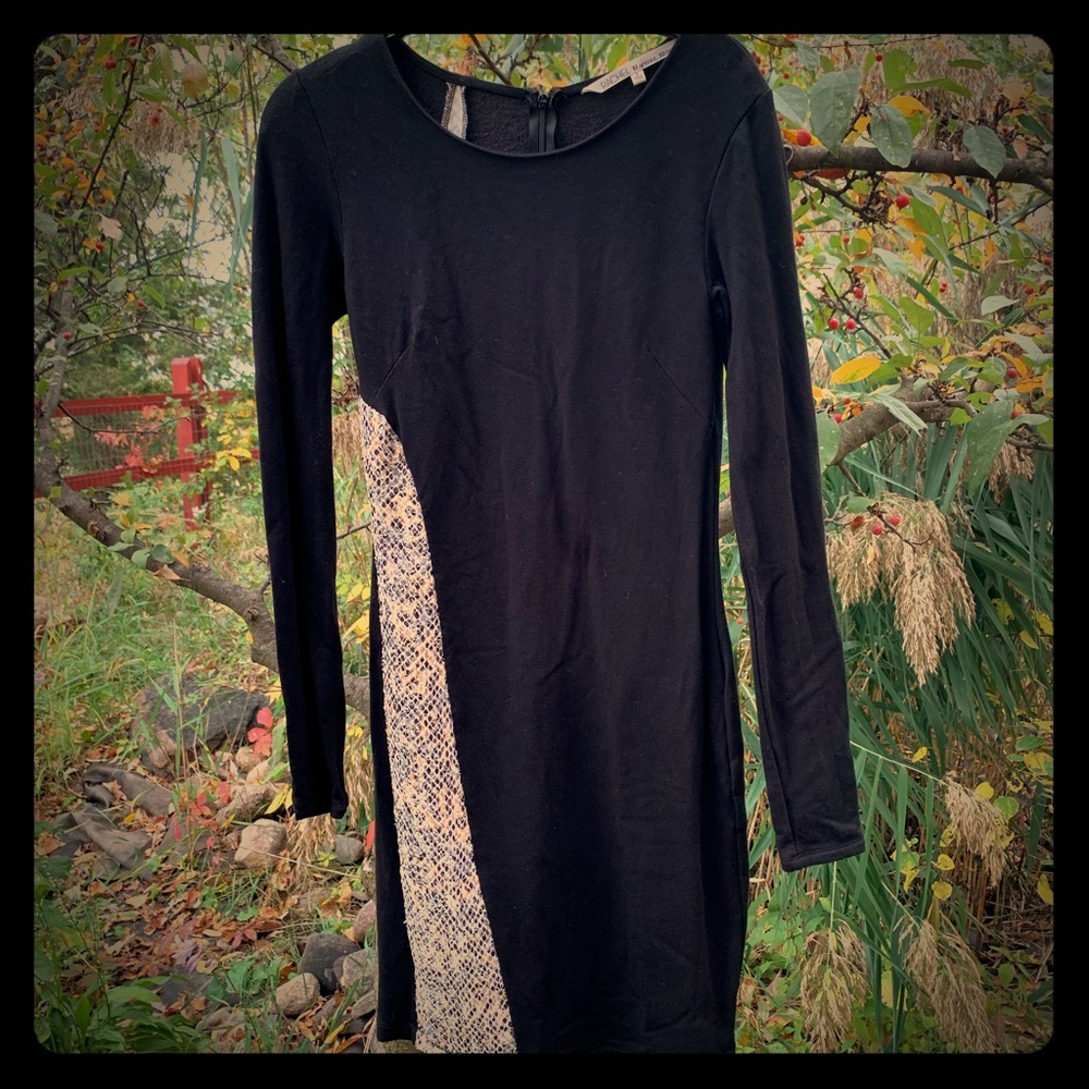 Sexy Rachel Roy black dress with reptile embellish